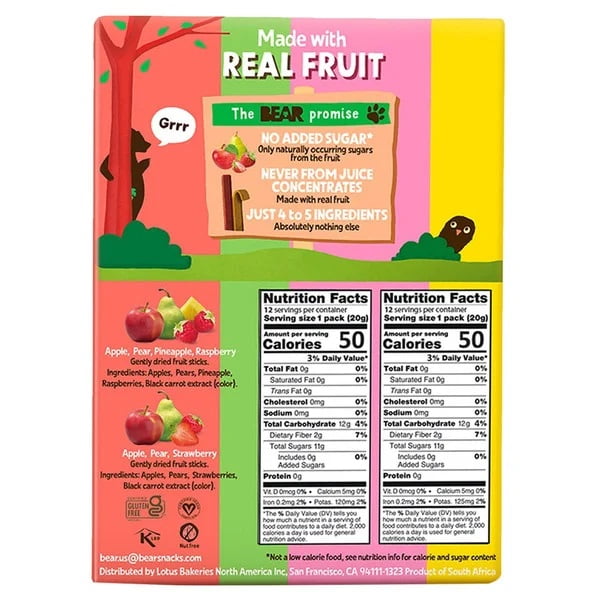 Bear Fruit Splits, 0.7 Ounce (Pack of 24)
