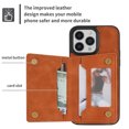 thumbnail image 4 of SaniMore for iPhone 15 Pro Max 6.7" 2023 Back Case with Zipper Card Pokcet Flip Wallet/Kickstand Shock Absorption Anti-fall Retro PU Leather Wear-resistant Shell for iPhone 15 Pro Max, Brown, 4 of 7
