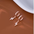 thumbnail image 3 of Solid 925 Sterling Silver Lightning Bolt Drop Hoop Earrings for Women Teens CZ Lightning Bolt Hoop Earrings Huggie, 3 of 12