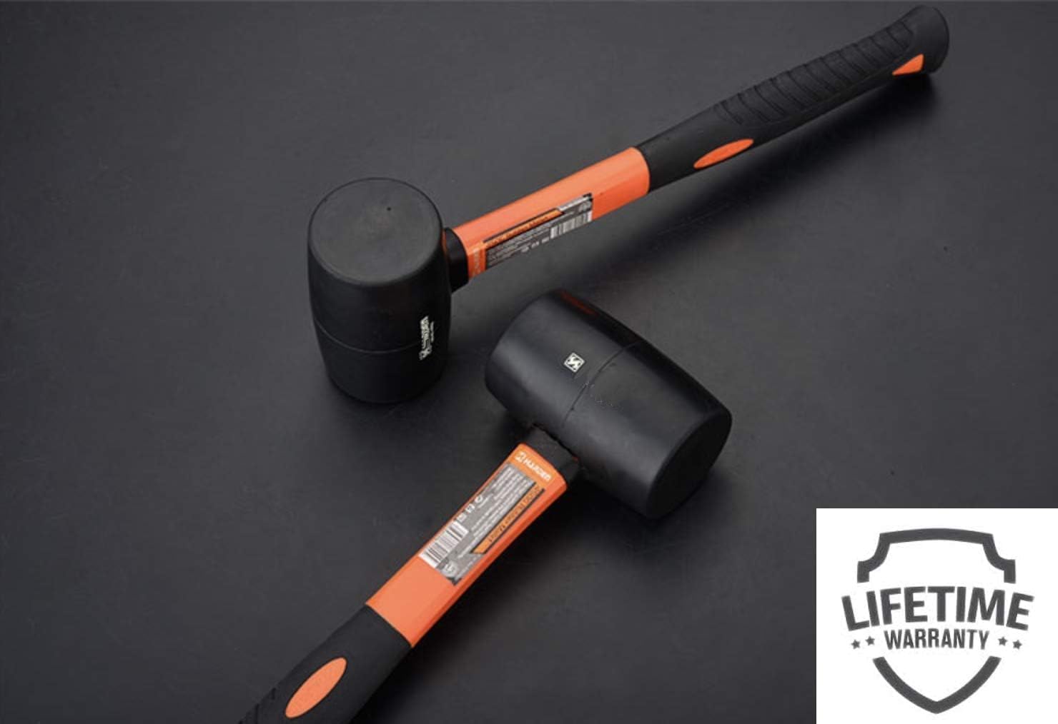Rubber Mallet Hammer 16 oz - Durable Eco-friendly Rubber Hammer Head for Camping, Flooring, Tent Stakes, Woodworking, Soft Blow Tasks without Damage - Ergonomic Grip Handle