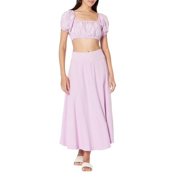 Free People Lotus Set Dress (Womens, Orchid/White Combo, MD (Women's 8-10))