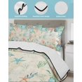 thumbnail image 3 of Twin XL Quilt Bedding Set, Beach Coastal Reversible Summer Quilt 3 Pieces, Summer Coral Starfish Nautical Ocean Vintage Lightweight Bedspreads Coverlets with 2 Pillow Shams for All Seasons, 3 of 5