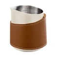 thumbnail image 1 of Jarra para espumar leche sin asa, jarra para leche sin asa, accesorios para café expreso envueltos en cuero de PU, taza para café con boca y M, 1 of 9