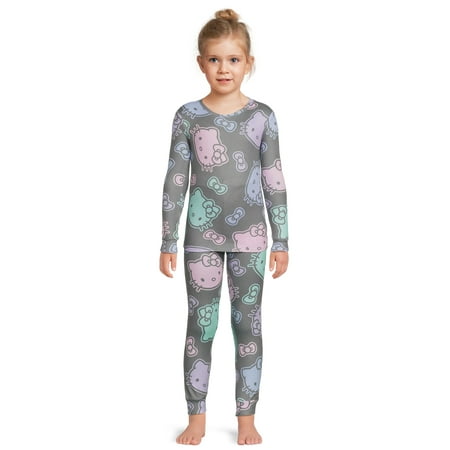 Hello Kitty Girls Long Sleeve Top and Pants Snug Fit Pajama Set, 2-Piece, Sizes 4-10