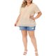 thumbnail image 2 of Blusas de mujer de tallas grandes Agnes Orinda con puntos suizos, de manga corta y cuello con muesca, primavera verano 5X beige, 2 of 6