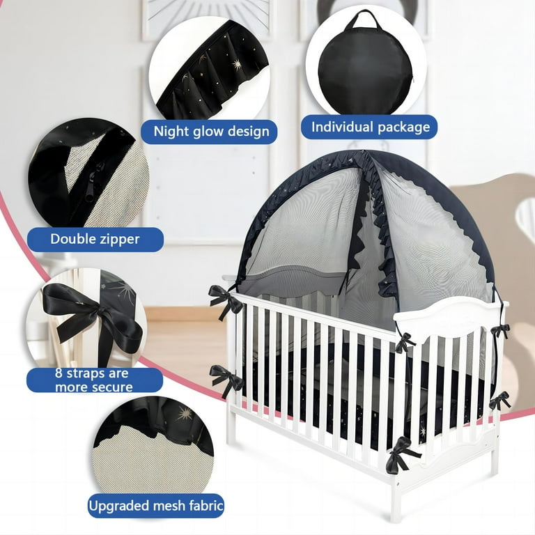 DAKSHA Crib Tent to Keep Baby from Climbing Out Pack N Play Tent with Glowing Stars for Toddler Crib Net to Keep Baby in Mosquito Net Tent for Crib
