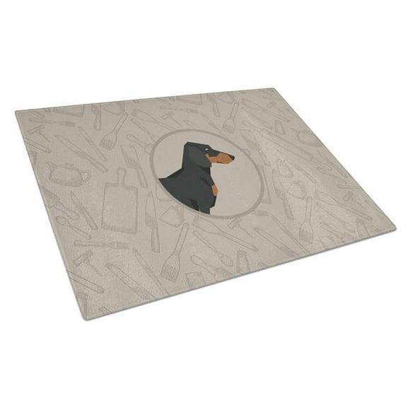 Dachshund in the Kitchen Glass Cutting Board - Large