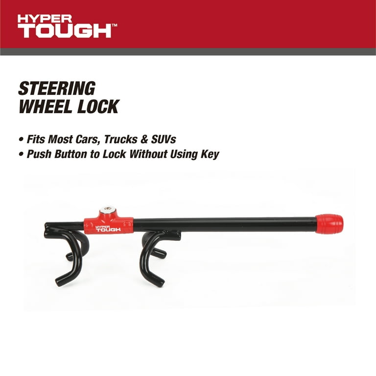 Hyper Tough Anti-Theft Steering Wheel Lock, Red, Black, Model 7867