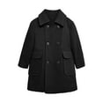 thumbnail image 4 of eczipvz Boys Thick Dress Coats Double Trench Coat Winter Pea Coat with Pockets(Black,1-2 Years), 4 of 5