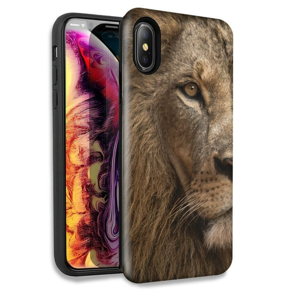 Mundaze Lion Face Double Layer Hybrid Case Cover For Apple iPhone X XS