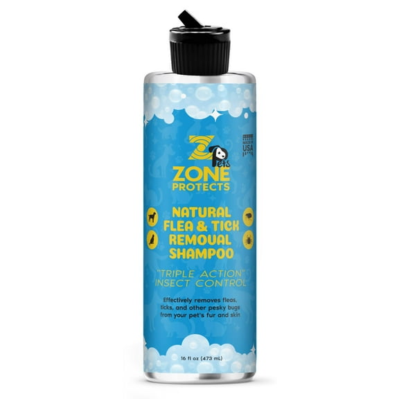 Zone Protects Pets Natural Flea & Tick Removal Shampoo; Natural Citrus Scent, Removes Pests and Protects