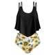 thumbnail image 1 of Conjunto Tankini de superposición de contraste de girasol talla grande Rosegal Tankinis, 1 of 5