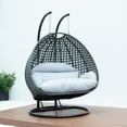 thumbnail image 6 of LeisureMod 2 Person Wicker Egg Chair Outdoor Indoor Bedroom Patio Hanging Lounge Swing Hammock Chairs with Black Stand and UV Resistant Cushions (Light Grey), 6 of 11