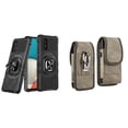 thumbnail image 1 of Case with Belt Holster Bundle for Samsung Galaxy A53 5G: Heavy Duty Shield Cover (Black) and Vertical Rugged Denim Nylon Phone Pouch (Brown), 1 of 9