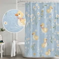thumbnail image 4 of White Daisy Shower Curtain Set - Extra Long 72" x 96" Washable Bathtub Curtain with 12 Hooks, Spring Floral Duck Greenery Blue Waterproof Fabric Stall Shower Curtains for Bathroom/Bathtub Décor, 4 of 6
