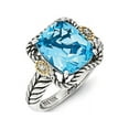 thumbnail image 2 of Sterling Silver w/14k Antiqued Lt Swiss Blue Topaz and Diamond Ring, 2 of 5