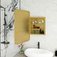 thumbnail image 2 of LiviNest Rectangle Medicine Cabinet Mirror with LED Lights & Storage - Modern Gold Wall Mounted Bathroom Mirror for Homeowners & Renovators - Large Capacity Adjustable Shelves & Touch Control for Org, 2 of 6