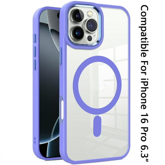 For Apple iPhone 16 Pro (6.3") MagSafe Compatible Transparent Greatest Clear Acrylic with Color Frame Thick Hybrid TPU Hard Cover ,Xpm Phone Case [ Clear Light Purple ]