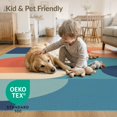 thumbnail image 4 of ODIKA 5'x7' Teal Orange Geometric Harmony Design Washable Area Rug Vintage Inspired Abstract Shapes and Lines Non-Slip, Low Pile, Stain Resistant for Guest Room, Lounge, Apartment, 4 of 7