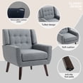 thumbnail image 5 of Uixe Cotton/ Linen Look Fabric Modern Accent Chair Armchair Accent Chairs Grey Single 1-Piece Polyester, 5 of 5