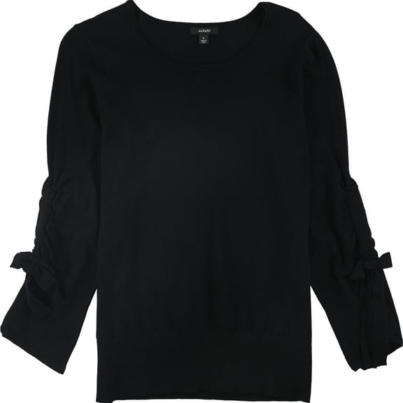 Alfani Womens Bow Sleeve Pullover Sweater, Black, Small