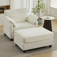 thumbnail image 3 of WUTUTUEE 57.5" Oversized Chaise Lounge with Ottoman, Chenille Upholstered Comfy Sleeper Chair for Living Room, Bedroom & Office, White, 3 of 11