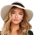 thumbnail image 1 of FURTALK Sombrero de paja para playa para mujer, UV UPF 80+, sombrero de verano con ala plegable para viajes, 1 of 5