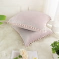 thumbnail image 3 of Unique Bargains Velvet Pillow Cover with Pompoms for Sofa 2PCS Pale Pink 20x20Inch, 3 of 8