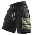 thumbnail image 3 of Cmfcve Plus Size Summer Casual Work Shorts for Men Elastic Waistband Drawstring Lightweight Color Block Shorts with Pockets, 3 of 8