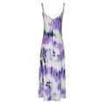thumbnail image 4 of Usmixi Summer Dresses for Women Plus Size Swing Spaghetti Strap Beach Camisole Sun Dresses Sleeveless V-Neck Tie-Dye Maxi Sun Dress Purple XL Clothes, 4 of 7