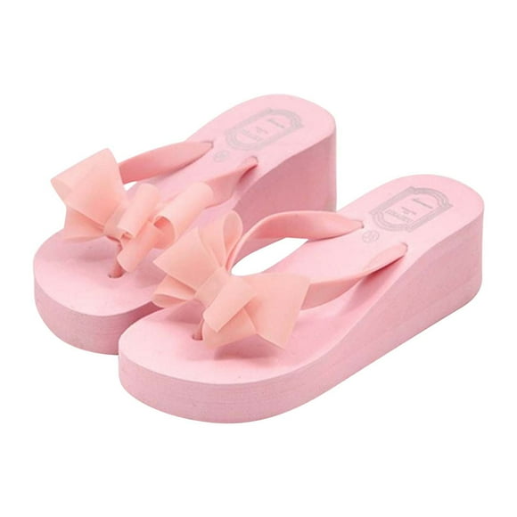 yulier Bow Flip Flops for Women Platform Wedge Thong Sandals Summer Beach Sandals Slip On Slides High Heel Slippers