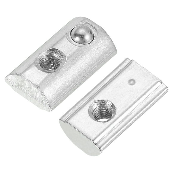Uxcell M3 T Spring Nut, 10 Pack Half Round Roll in Spring Nut, Carbon Steel Nickel Plated Roll Ball Elastic Nut with Slot 6mm for Aluminum Extrusion Profile