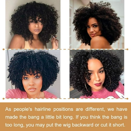 Short Black Kinky Curly Wig With Bangs Fluffy Wavy Synthetic Afro Curly Hair Wigs Walmart Canada