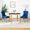 Gold-Black Table+2 Gold-Blue Chairs, variant on 3-Piece Round Dining Table Set, Modern Glass Table Irregular Table Legs, and 2 Velvet Tufted Chairs for Kitchens, Living Rooms, Small Spaces