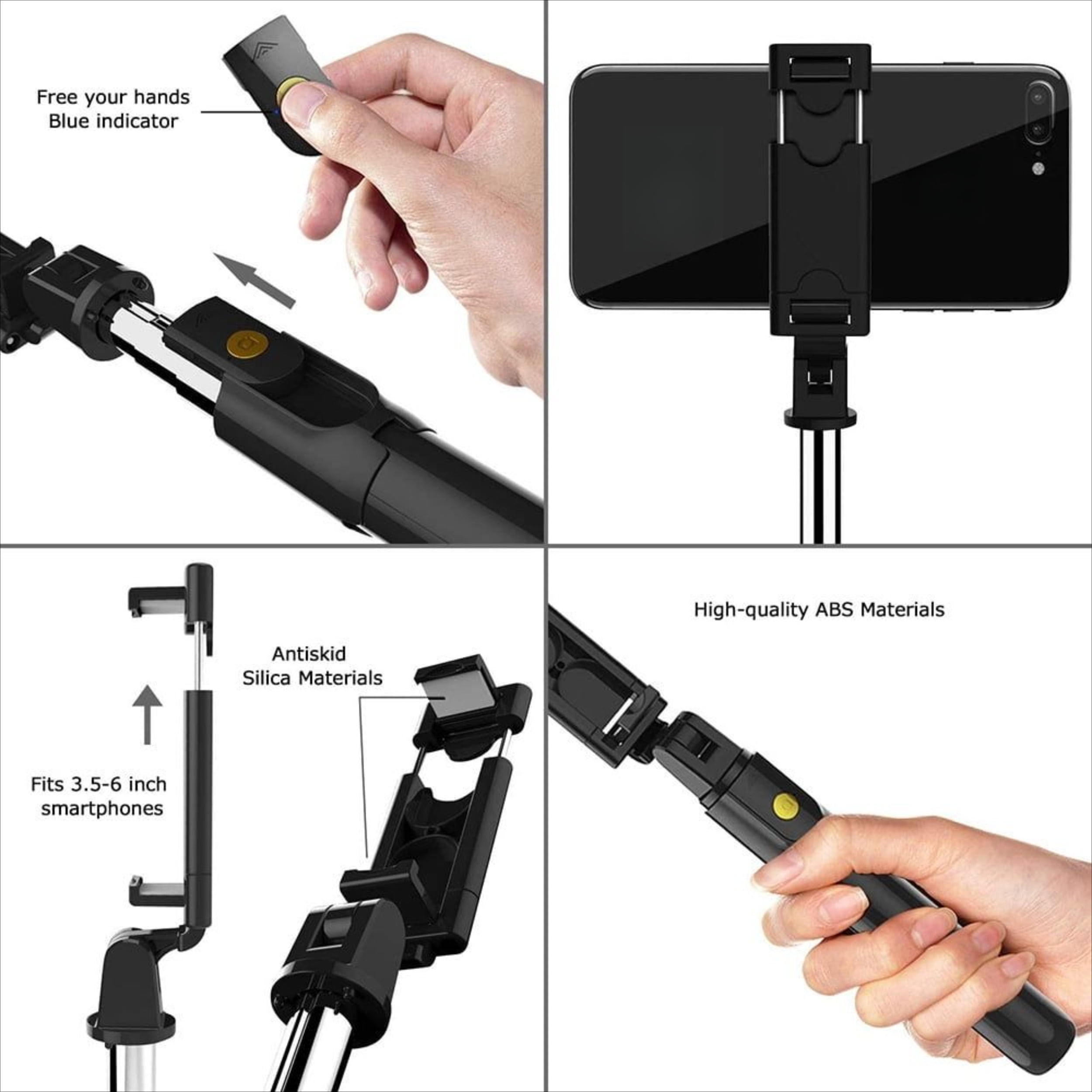 Stretchable Selfie Pole Tripod, with Detachable Bluetooth Wireless Remote Control Stand, Compatible with IPhone and Android Smartphones, Suitable for Outdoor Photography, VIOG