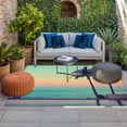 thumbnail image 2 of Turquoise Pink Coastal Outdoor Rug for Patio/Deck/Porch, Non-Slip Large Area Rug 4 x 6 Ft, Summer Tropical Beach Palm Tree Indoor Outdoor Rugs Washable Area Rugs, Reversible Camping Rug Carpet Runner, 2 of 8
