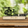 thumbnail image 3 of Craftnamesign Custom Wooden Helicopter Airplane Desk Name Plate, Pilot Metal Nameplate for desk, 3 of 5