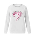 thumbnail image 4 of Jinhomg Fight Cancer Awareness T-Shirt for Women Novelty Pink Ribbon Heart Graphic Tops Fall Lightweight Long Sleeve Drop Shoulder Tees Dressy Casual Holiday Blouse Holiday Deal White M, 4 of 5