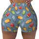 thumbnail image 2 of Balery Fruit Ice Cream Pantalones cortos de entrenamiento estampados para mujer, sin costuras, ajustados, para gimnasio, yoga, correr, deportes, ejercicio activo, fitness.-Small, 2 of 8