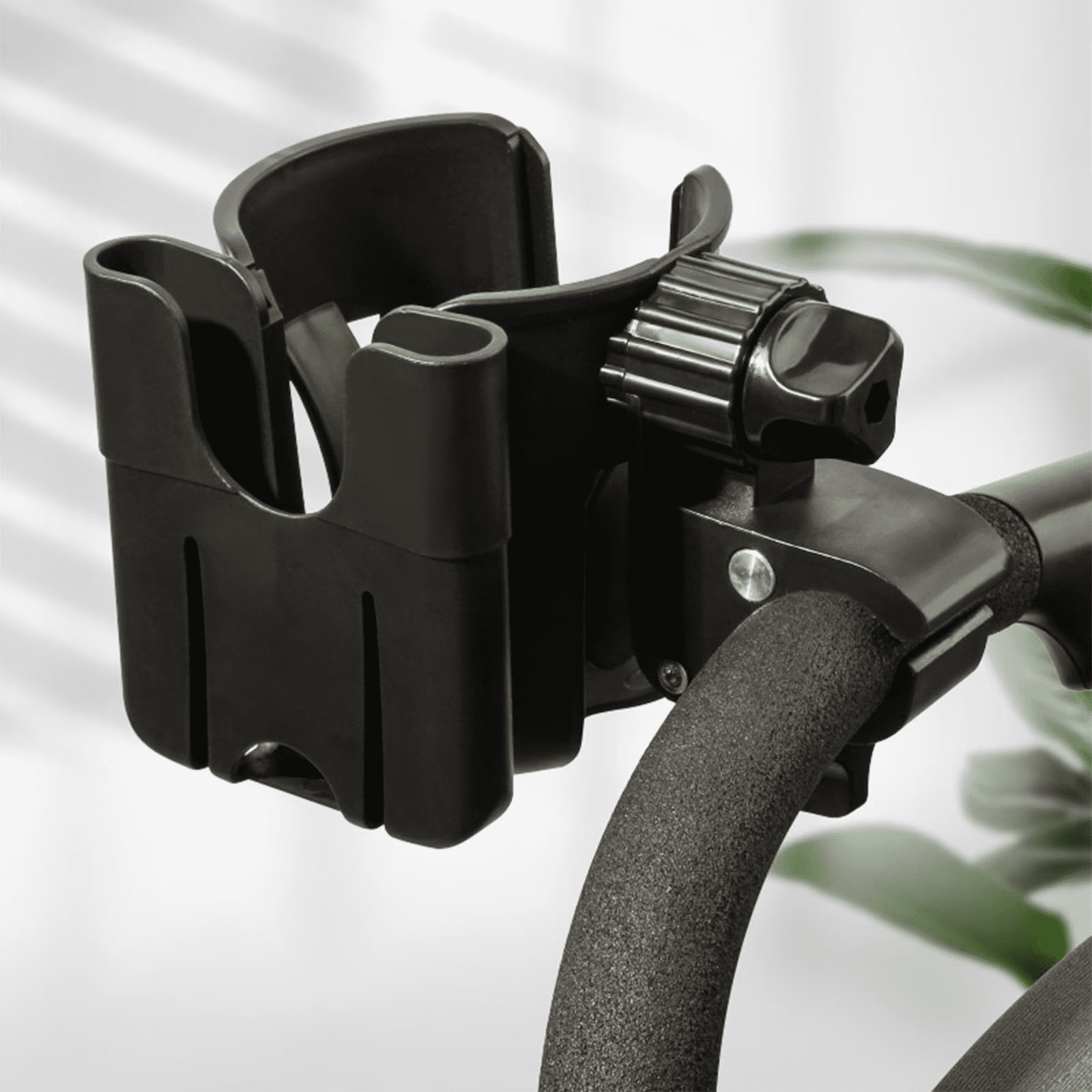 2-in-1 Cup Holder with Phone Holder for Walker, Wheelchair, Rollator, Mobility Scooter, Black