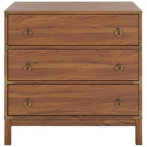 SAFAVIEH Galio Contemporary 3 Drawer Chest, Walnut/Gold (30.7 in. W x 18.5 in. D x 30.6 in. H)