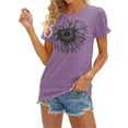 thumbnail image 2 of Langwyqu Summer Casual Round Neck Women Sunflower Print Short Sleeved T-Shirt, 2 of 5
