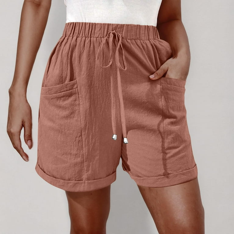 Women Plus Size Shorts Clearance High Waisted Tie Shorts for Women