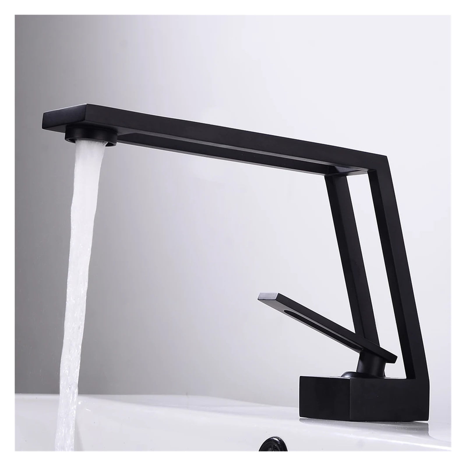 Bathroom Basin Faucet Cold & Hot Water Mixer Sink Tap, Single Handle Deck Mounted Black Tap