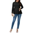thumbnail image 2 of INSPIRE CHIC Womens Nursing Top Ruffle Pleated Long Sleeve Tunic Rayon Postpartum Breastfeeding Shirt Pregnancy Clothes S Black, 2 of 6
