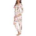 thumbnail image 2 of Renewold 2 Piece Winter Pajamas for Women Butterfly Rabbit Nightwear Easter Holiday Crew Neck Long Sleeve Sleepwear Thermal Pullover Tops and Pants Lounge Set Size XS, 2 of 4