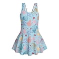 thumbnail image 4 of Xixirimido Starfish Shell Conch Corals Blue Print Girls Swimsuit Sleeveless One Piece Skirted Swimwear Modest Hawaiian Bathing Suit for Beach Water Park Kids Swim Dress, 5-6 Years, 4 of 7