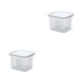thumbnail image 3 of Matsuzay Caja de mantenimiento fresco PP Refrigerador Fruta Verdura Jengibre Ajo Drenaje Crisper con tapa Filtro de frescura cuadrado Cesta Transparente 2piezas, 3 of 6