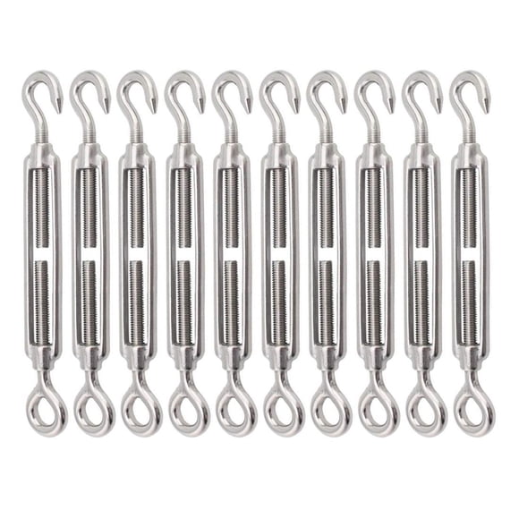 Tensor Turnbuckle Lsqurel de acero inoxidable 304 M8, 10 unidades