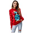 thumbnail image 1 of Chandail à Manches Longues en Tricot Pailleté pour Femmes, Chandail de Noël Animal, 1 of 6